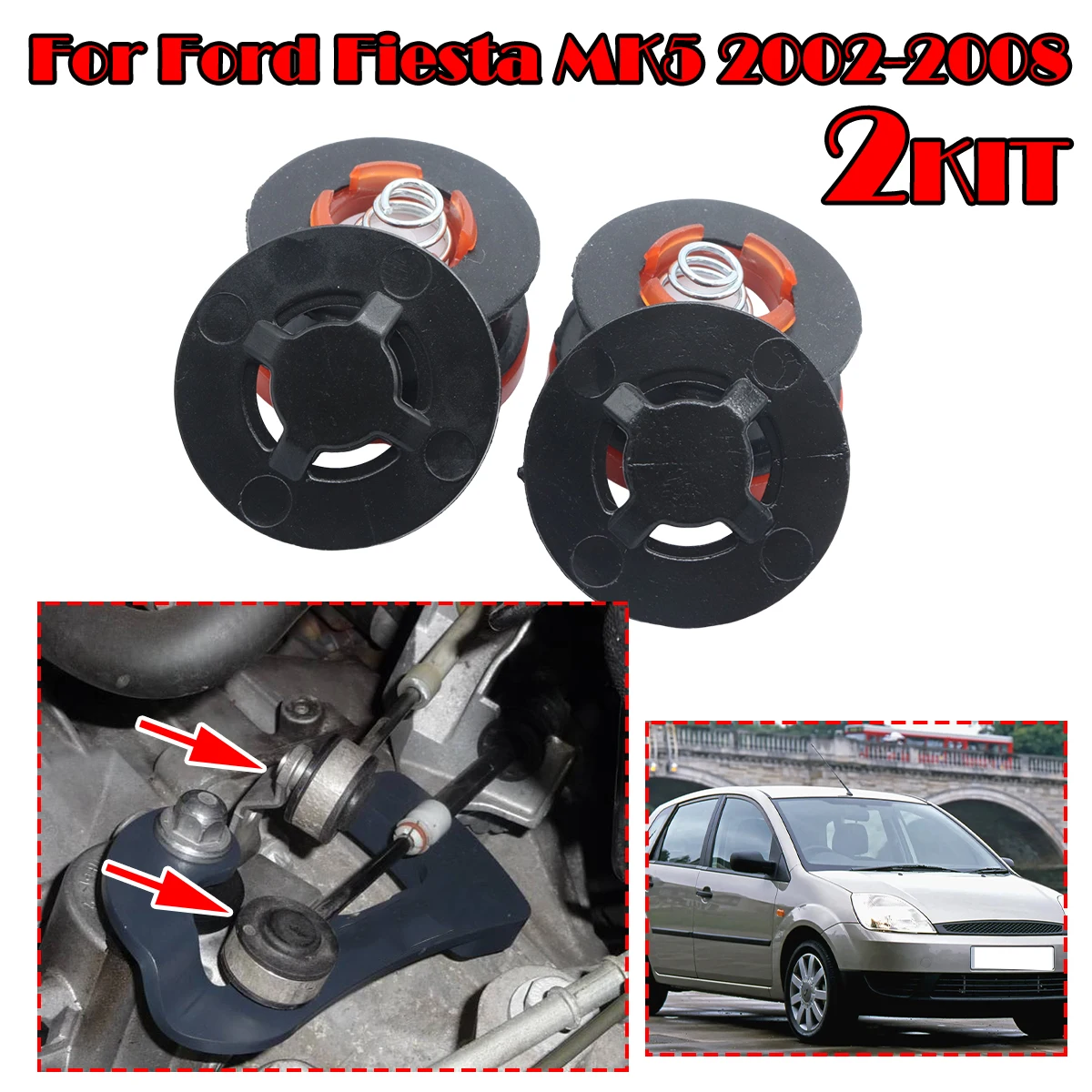 

2Kit Upgrade Manual Gear Shift Cable Linkage End Rod Bushing Connector For Ford Fiesta MK5 2002 2003-2008 Shifter lever Selector