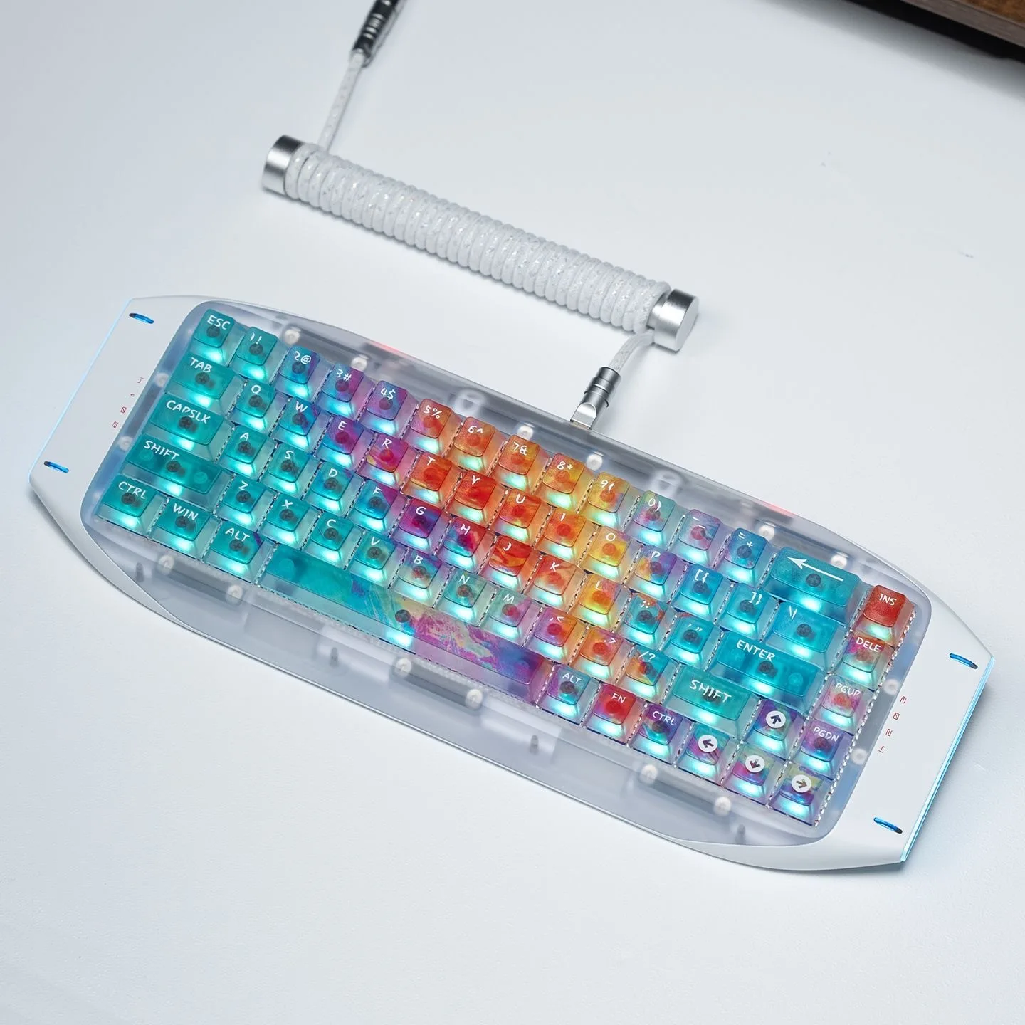 Candy-colored matte gradient transparent keycaps for PC 119 keys, customizable for Cherry 60/84/98/108 mechanical keyboards
