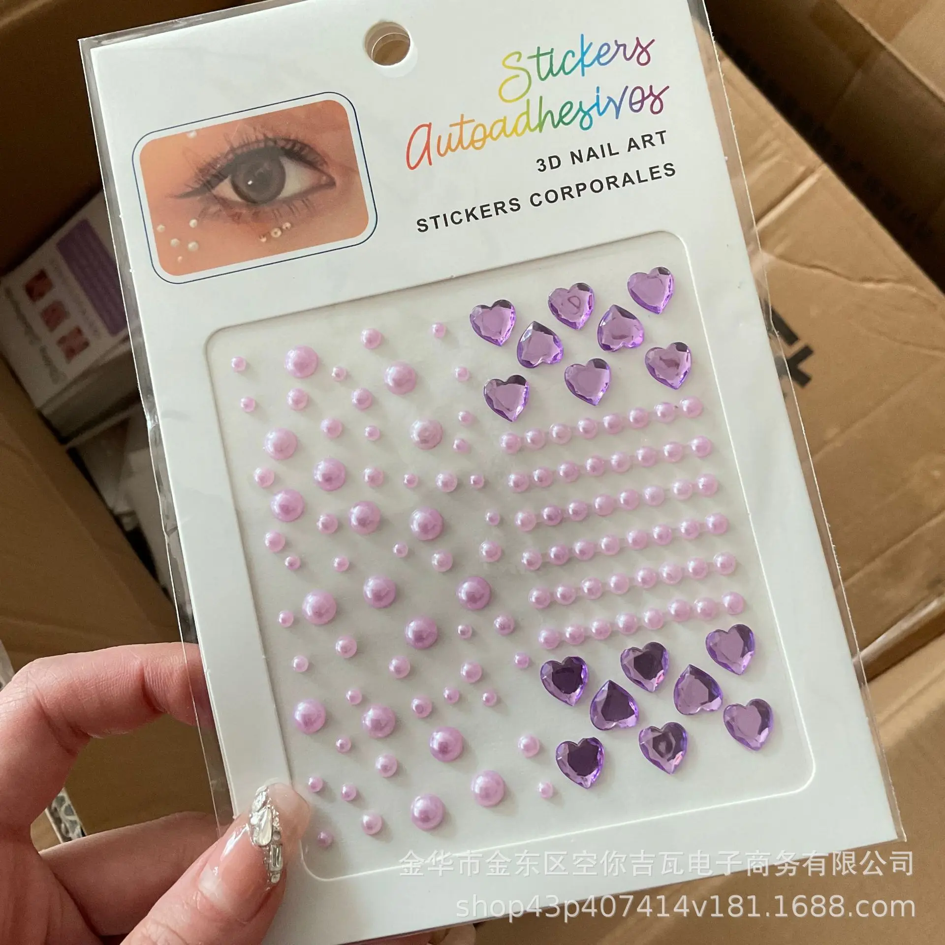 Multi Color Pearl Heart Face Rhinestone Stickers Self Adhesive Gems for Stage Performance Concert Support Makeup Bulk