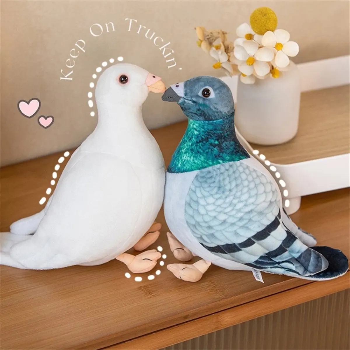 Premium Bird Plush Toy Simulation Pigeon Cute Animal Doll Photography Props Home Decoration Gift White