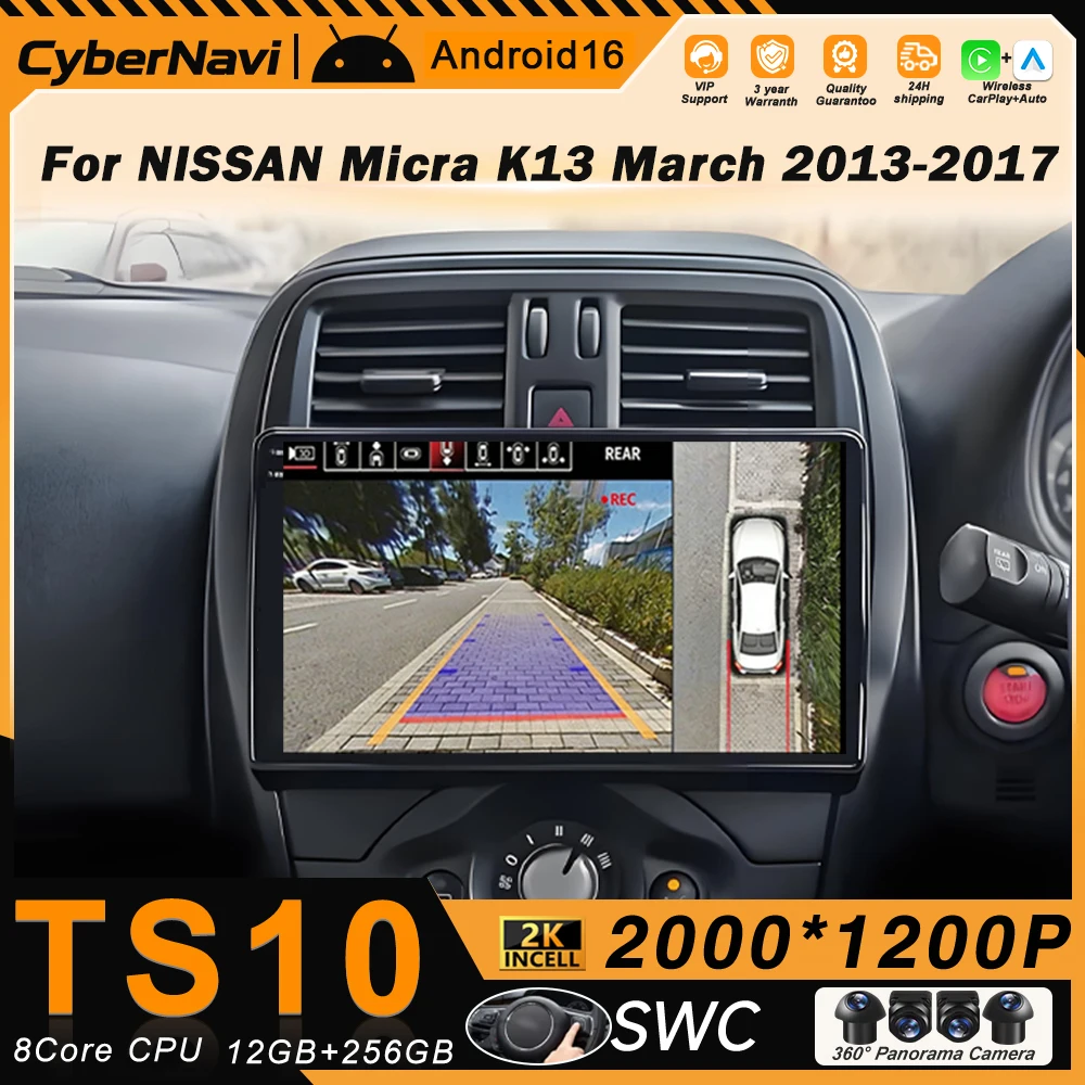 Radio Android para Auto NISSAN Micra K13 March K13 2013-2017, Reproductor Multimedia de Video, Unidad Principal con Carplay Inalámbrico, Bluetooth