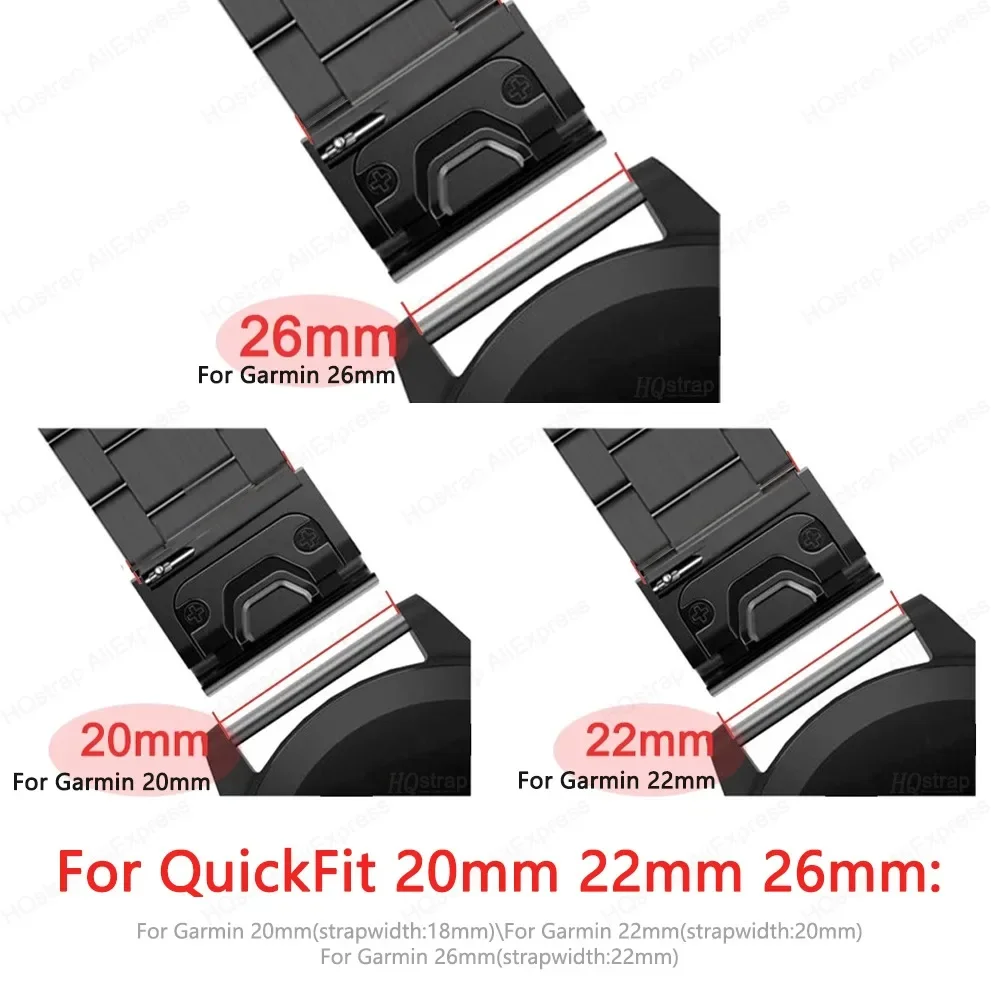 New Stainless Steel Strap for Garmin Fenix 8 7 6X 6S Pro 5X Fenix 6 QuickFit Metal Bracelet for Garmin Watch Band 26mm 22mm 20mm