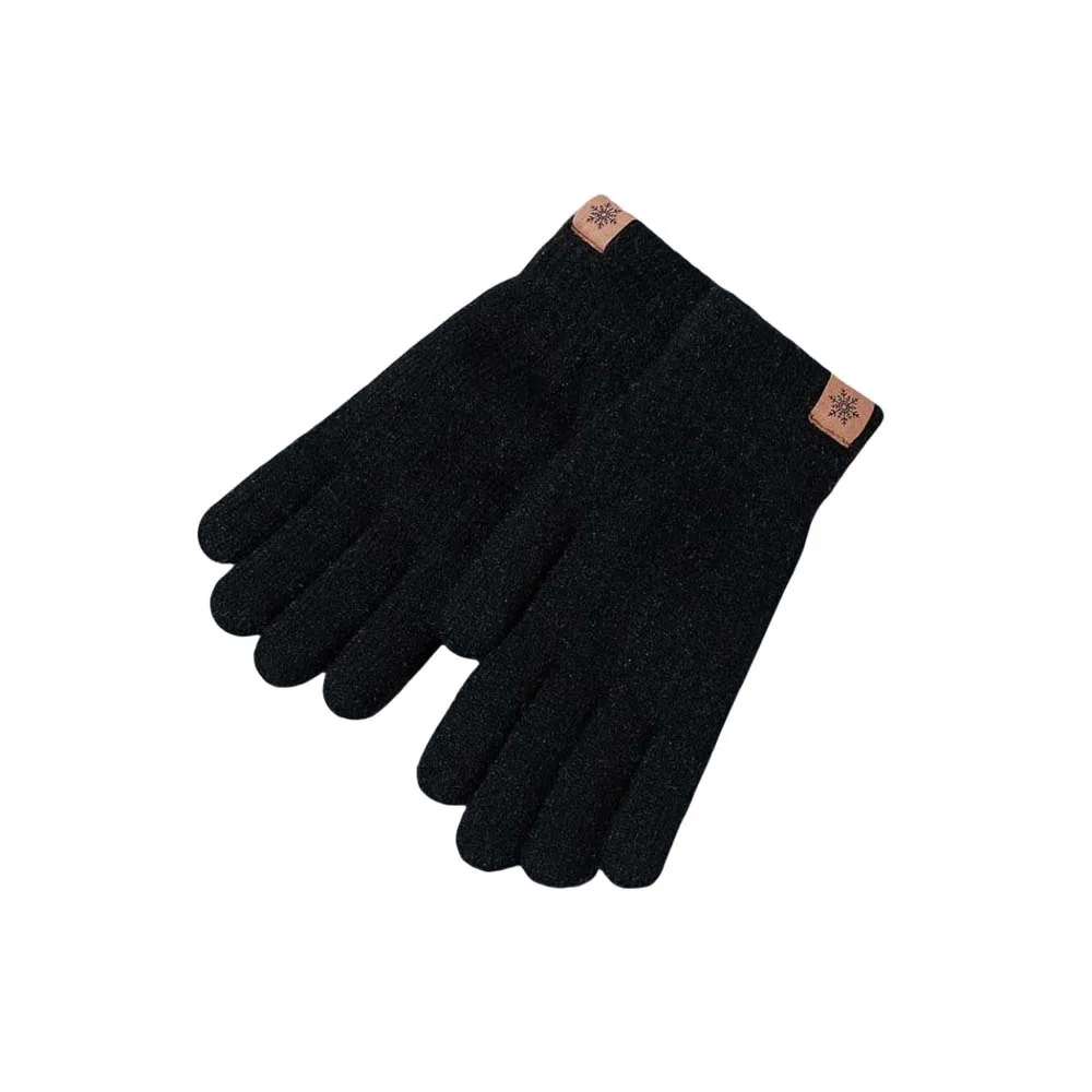 

Soft Thicken Wool Mittens Solid Color Touch Screen Knitted Gloves Warm Elastic Men Mittens Motorcycle