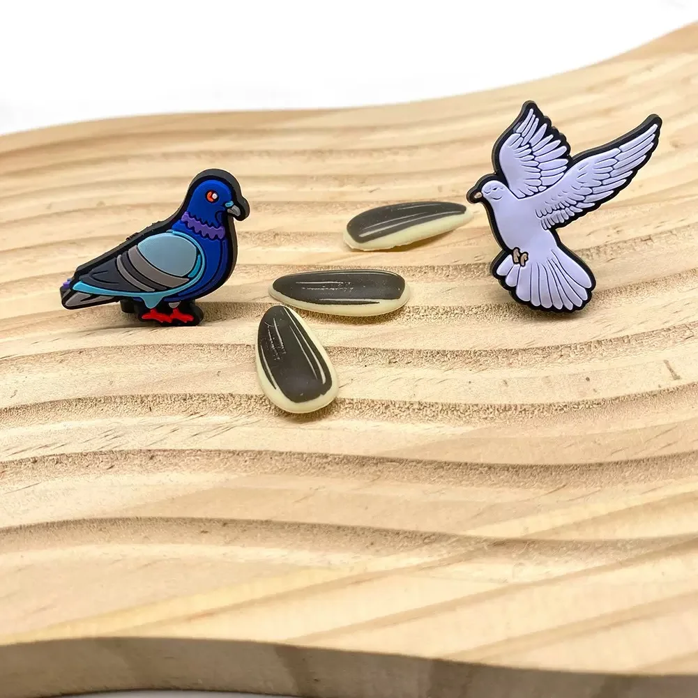 Wholesale 12-100Pcs Various Pigeon PVC Shoe Charms Dove of Peace Sandal Buckle Decorations DIY Kids Wristband view 4