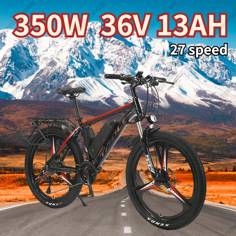 

AKEZ Electric Bike 350W Brushless Motor 36V13AH Lithium Battery City Trip E Bike 26 in Tire Adult Mountain Snow Electric Bicycle