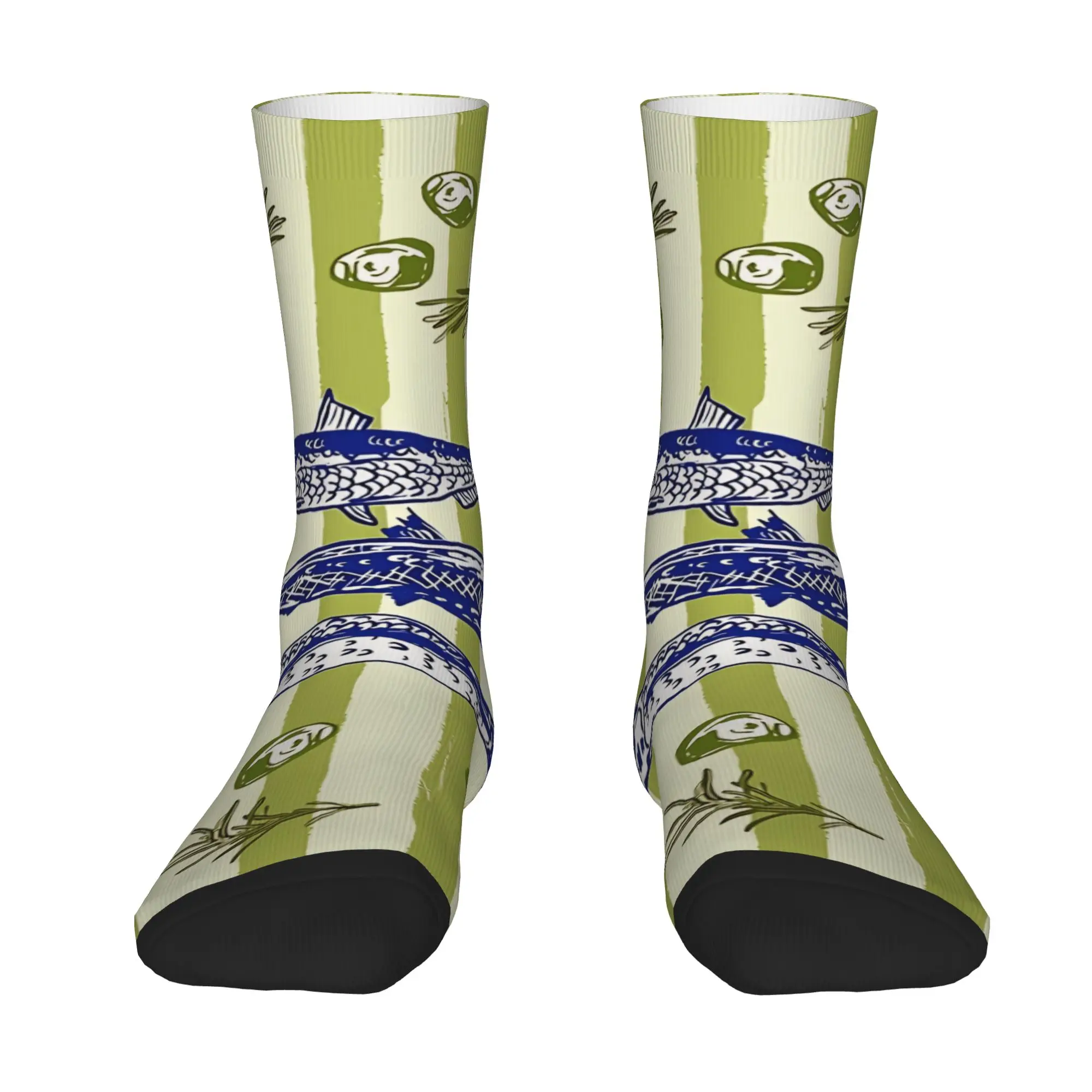 Retro Sardines  Socks  Fashion Stockings Autumn Anti Skid Men Socks Warm Soft Graphic Skateboard Socks