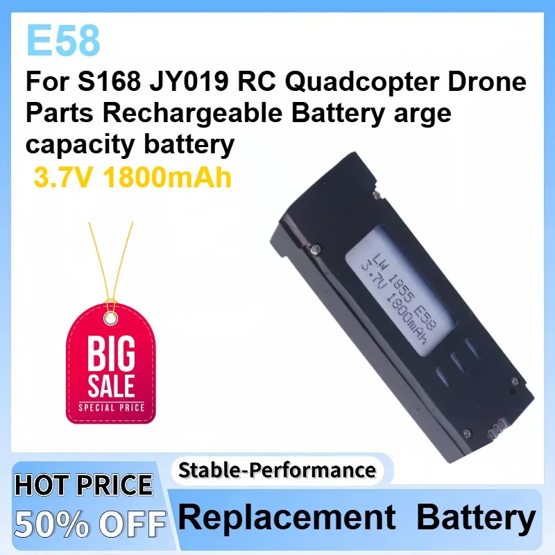 

Upgraded E58 3.7V 1800mAh Lipo Battery For S168 JY019 RC Quadcopter Drone Parts Rechargeable Battery arge capacity battery