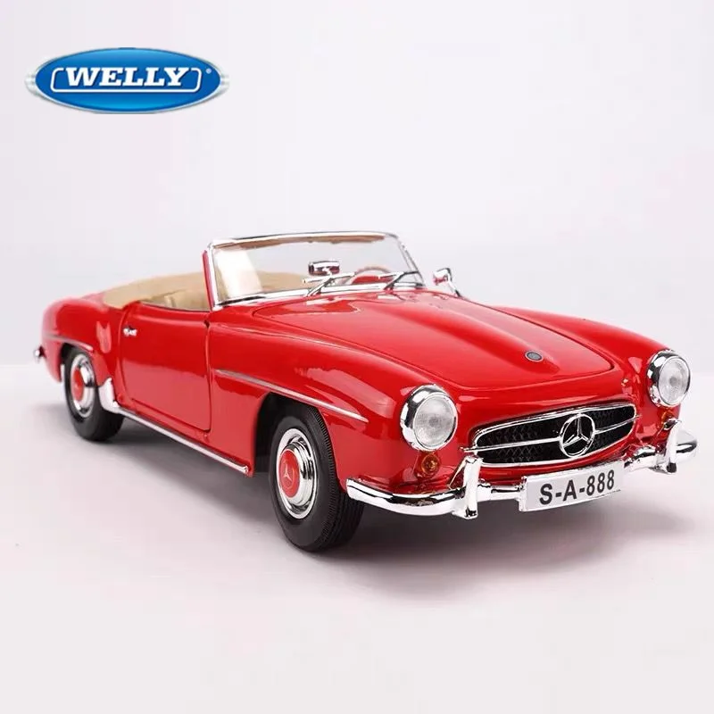 

WELLY 1:24 1955 Mercedes-Benz 190 SL Alloy Roadster Car Model Diecasts Metal Classic Retro Old Vehicles Car Model Kids Toys Gift