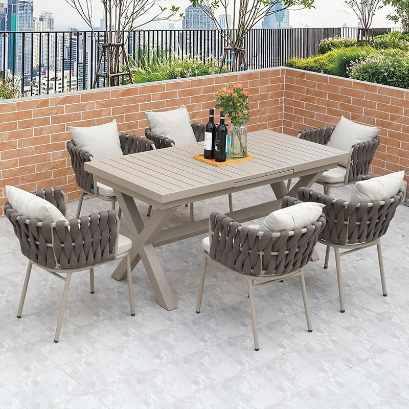 

Nordic leisure tables and chairs outdoor balcony garden villa courtyard simple table and chairs rattan woven with chairs