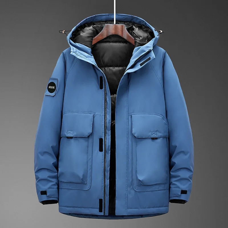 

Мужская утепленная хлопковая куртка на осень-зиму, новая модная модель со съемным капюшоном, средней длины, молодежная, популярная, из полиэстера.