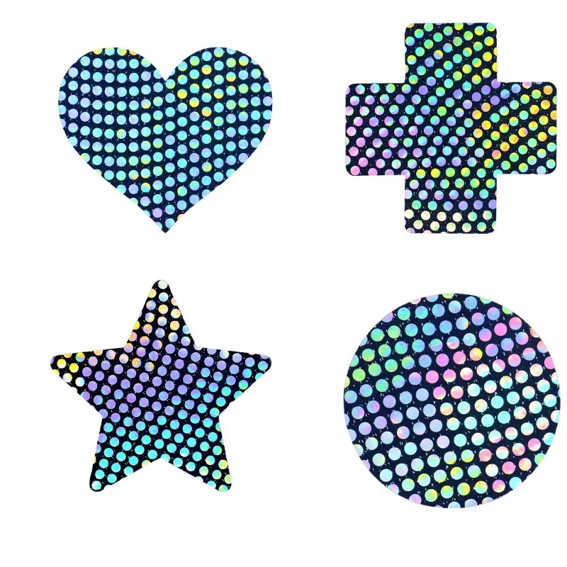 Adesivo per il petto con paillettes sexy laser ultrasottile 1 paio Pasties per il seno Copricapezzoli Adesivo per reggiseno invisibile usa e getta traspirante