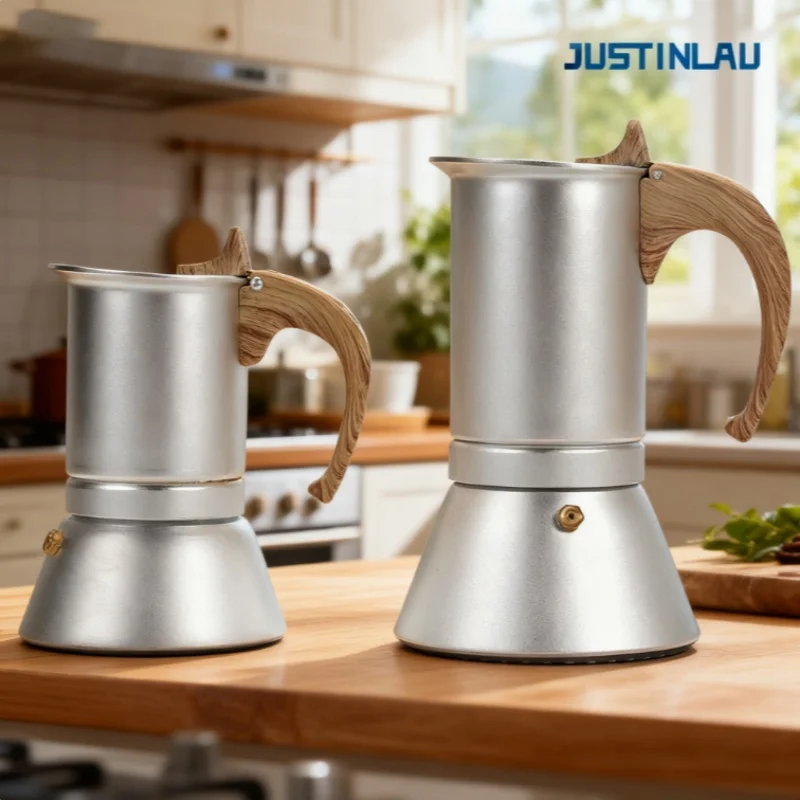 JUSTINLAU 150ml/300ml Coffee maker Moka Pot Cafe Percolator Maker Espresso Extraction Coffee Brewing Pot For Induction Home/Cafe