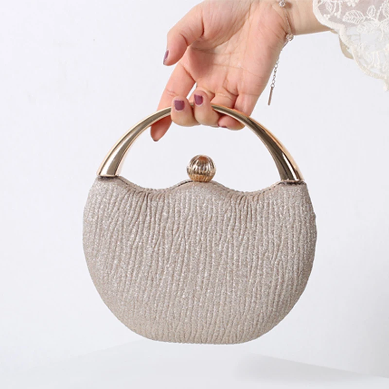 Women\'s Round Bag 2023 Luxury Designer Handbag Silver Purse Top Handle Circle Bag Evening Clutch Ladies Elegant Shoulder Bags