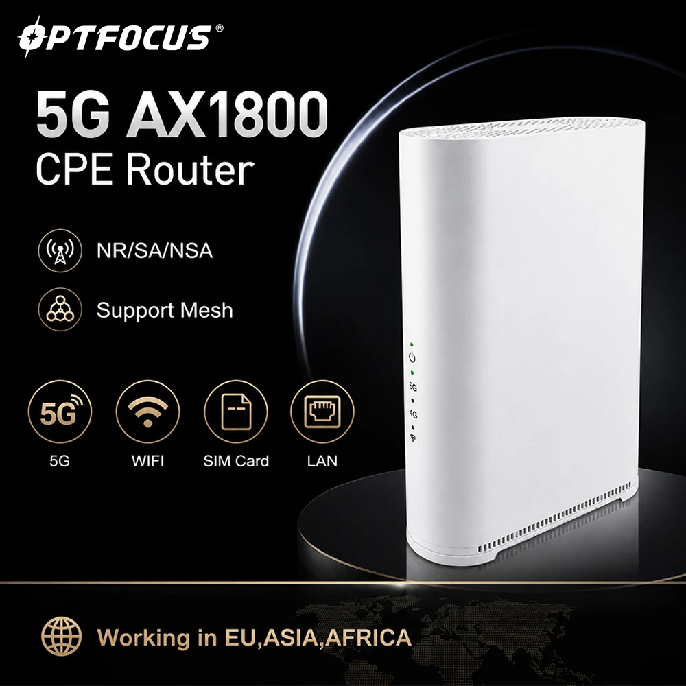 OPTFOCUS 5G CPE SIM Router WIFI6 Wireless AX1800  2.4Ghz 5Ghz CPE Modem Speed for Home Office Router