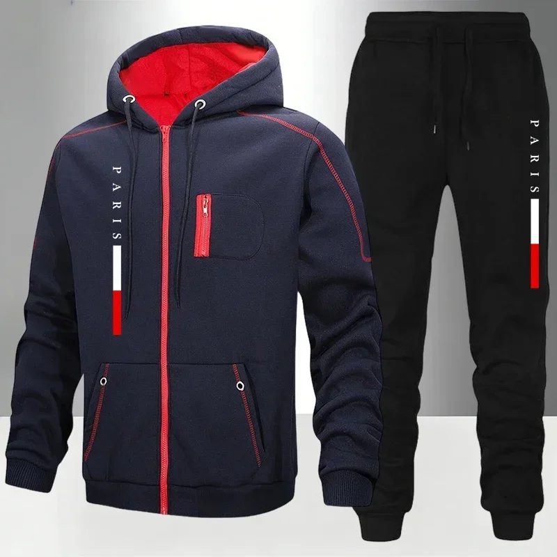 Men Women Sports Set Zipper Hoodie and Sweatpant Autumn Winter Daily Casual Sporty Jogging Suit Fashion Sportswear Tracksuit Set