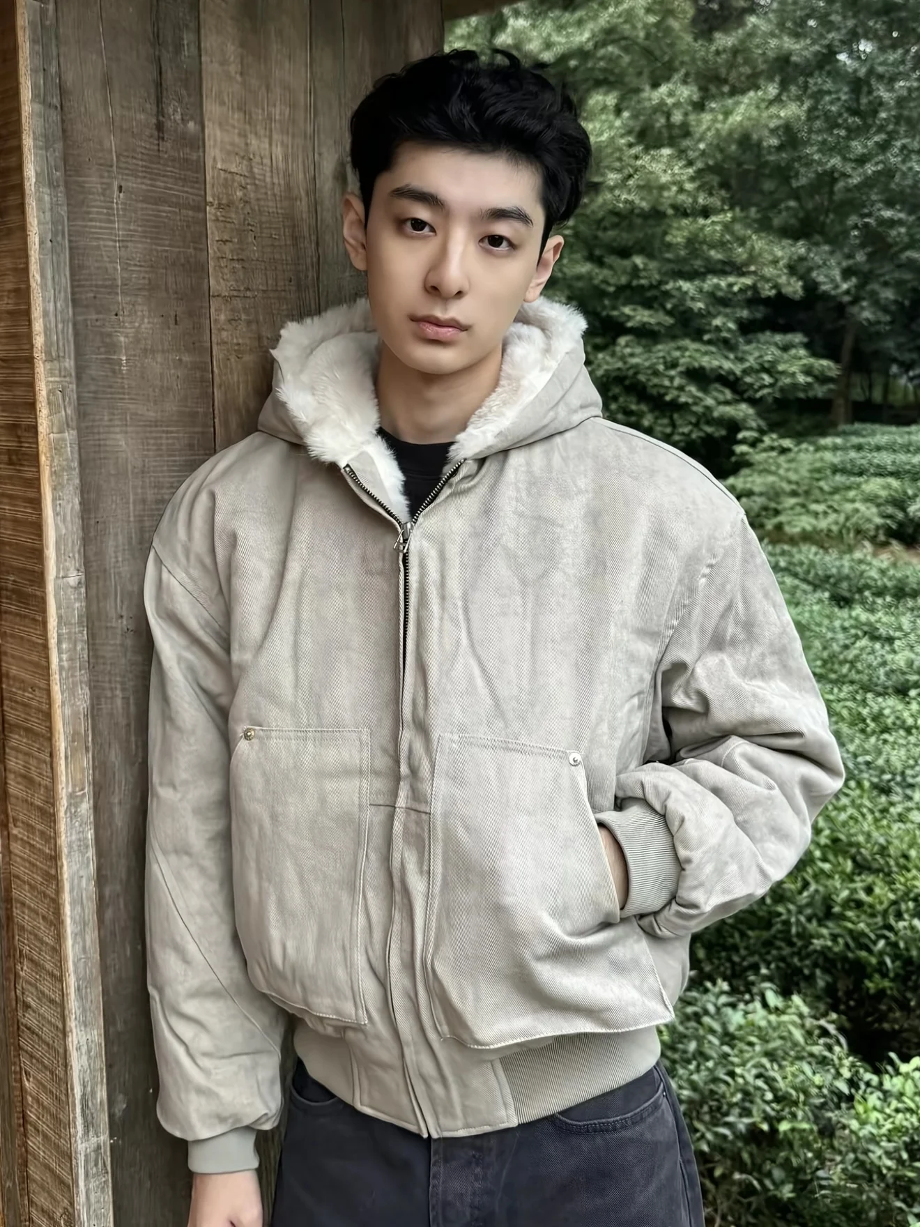 

Winter Warm Casual Men's Cotton Jaet Marble Heavyweight Hooded Mountain Eagle Design Outerwear Youth Faion Long Sve