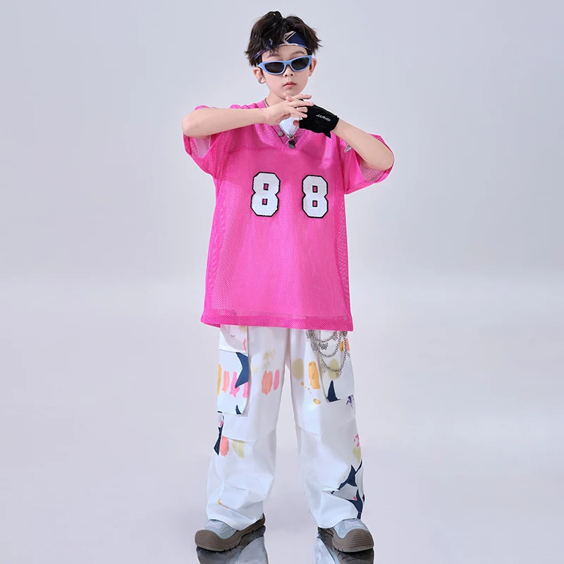 Hip Hop Ragazzi Maglia T-shirt Jogging Ragazze Street Dance Colore della caramella Pantaloni cargo Set di vestiti Bambini Costumi jazz Bambini Streetwear