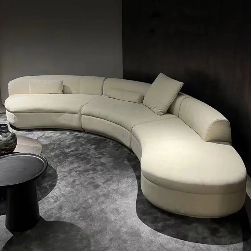 semicircular sofa modern special-shaped corner Italian minimalist technology matte flannel large flat-layer flannel