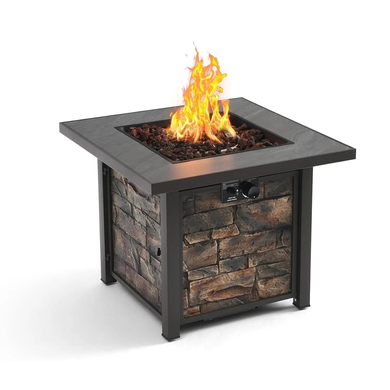 32'' Square Propane Fire Pit Table, Sintered Stone Top, 50000 BTU, Customized