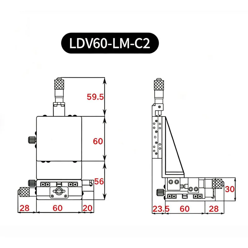 XYZ Three-Axis Vertical Linear Stage Precision Positioning Sliding Table LDV60-LM-C2 for CNC Machine Tooling