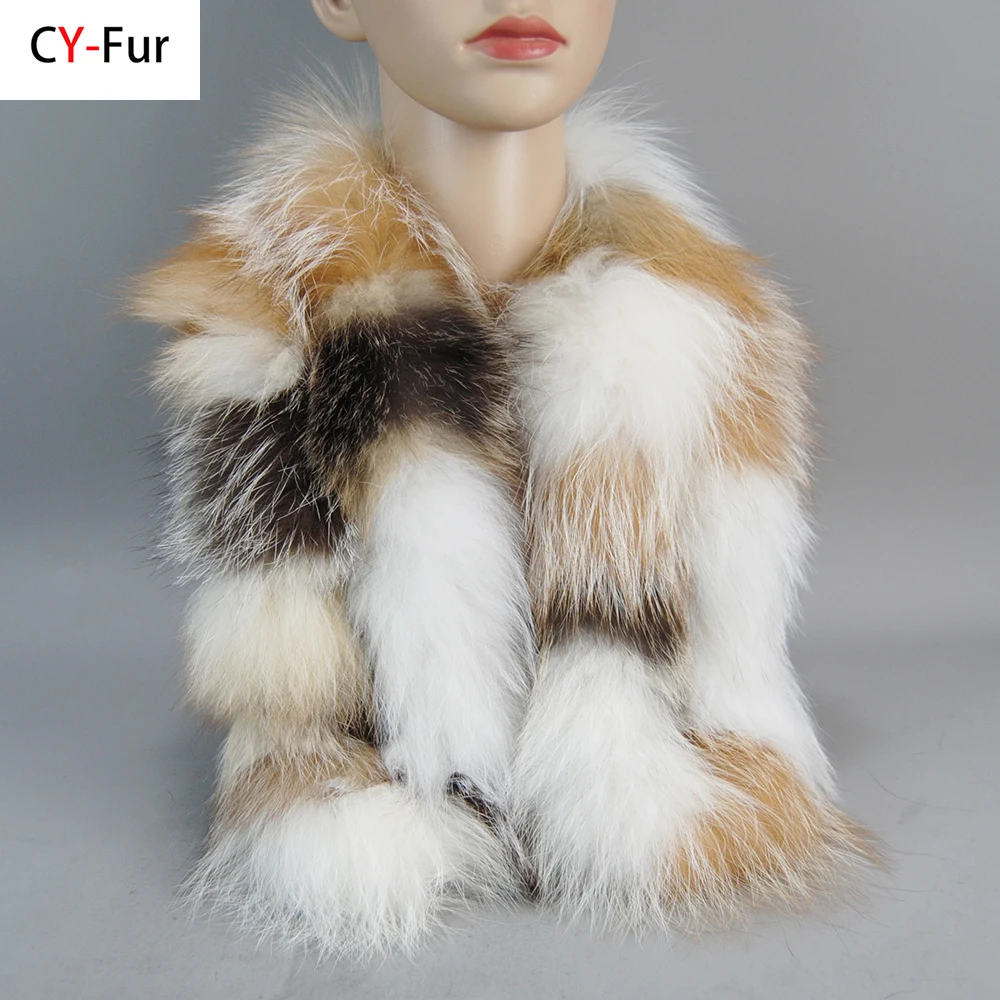 

Warm Soft Long Fur Collar Scarf Women Real Fox Fur Scarf Female Winter Real Collar Long Fur Shawl Cloak Lady Clothes Accessories