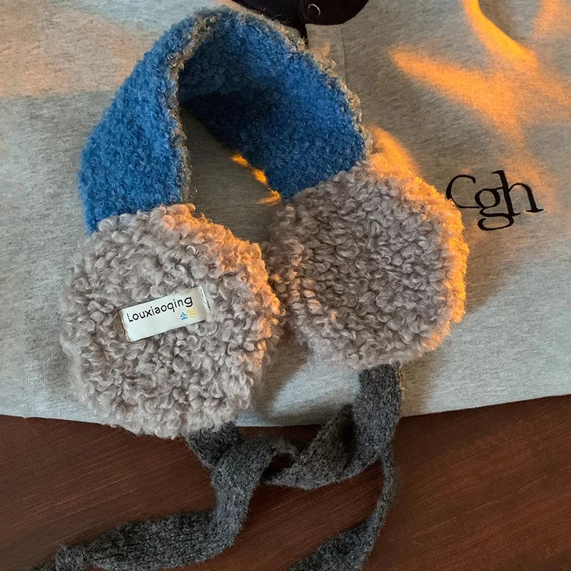 

Стильные круглые плюшевые наушники для женщин, новая зимняя коллекция для улицы, морозостойкие теплые наушники с ремешками