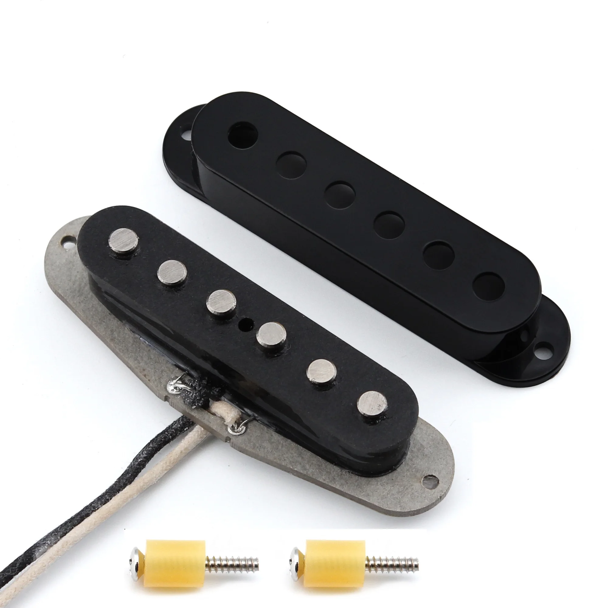 FLEOR 1pcs Vintage Alnico 5 Single Coil Pickup Handwound FD ST Guitar Pickup 52mm Staggered