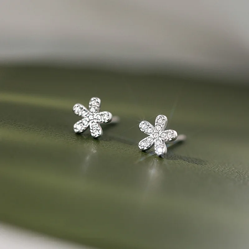 Fashion Small Zircon Plant Stud Earrings For Women Girls Cute Tulip Lotus Charm Cartilage Tragus Ear Piercing Jewelry Gift