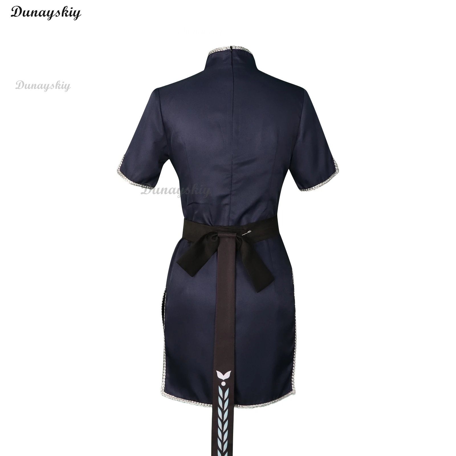 Anime Blauw Archief Cosplay Sunohara Shun Chilhood Cosplay Pak Donkerblauw Cheongsam Jurk Haarspelden Vrouwen Halloween Rollenspel