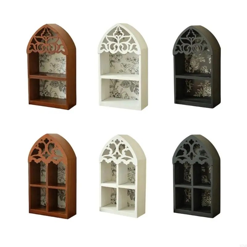 

97QD Precise Engraveds Wall Shelf MultiTier Gothics Home Display for Crystals
