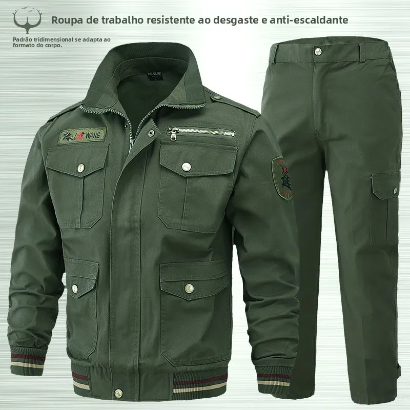 thickened-pure-cotton-welding-workwear-men's-set-long-sleeve-military-green-wear-resistant-work-uniform-for-spring-a