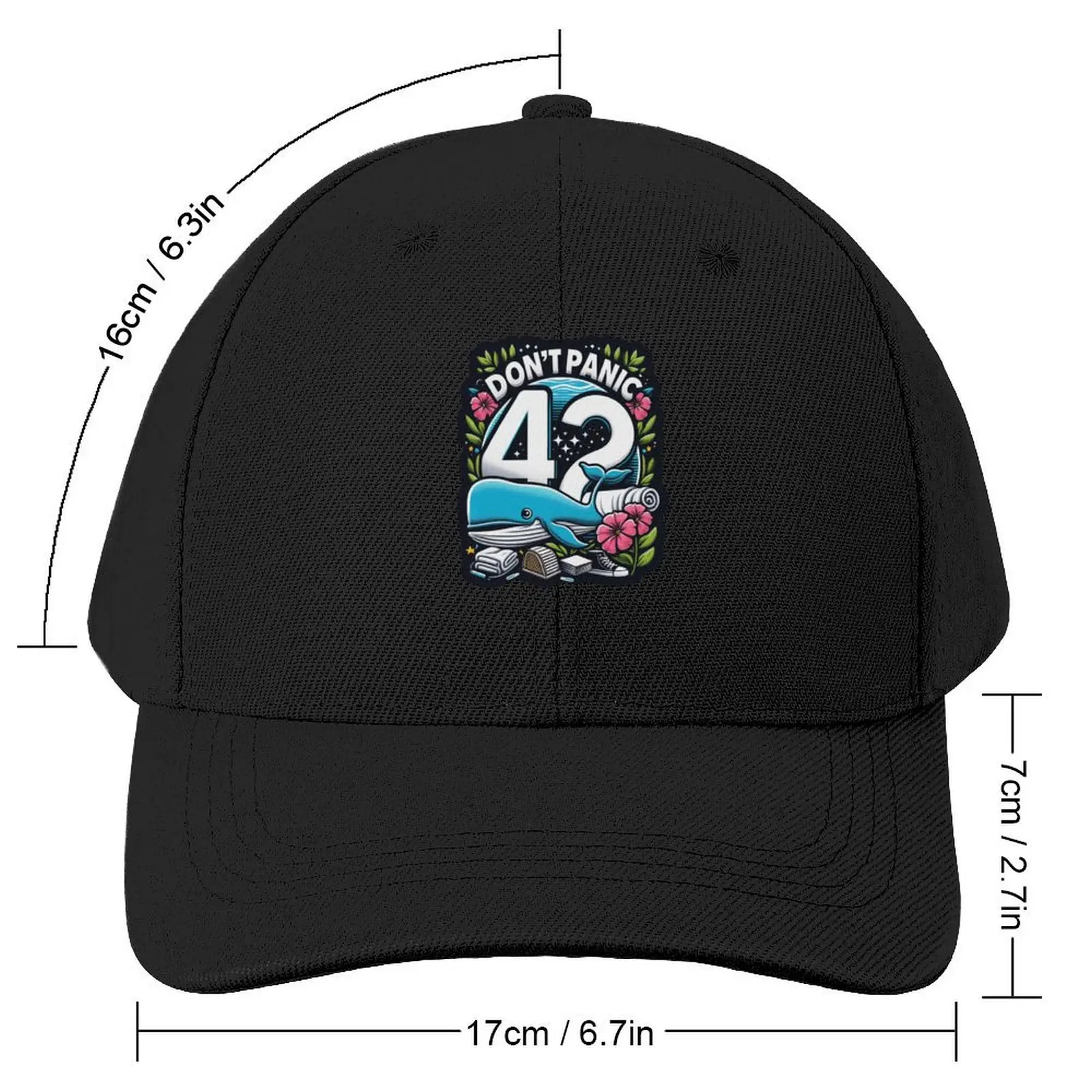 Don't Panic 42, the whale and the petunia, don't forget your towel Baseball Cap Golf Wear New Hat Men's Baseball Women's