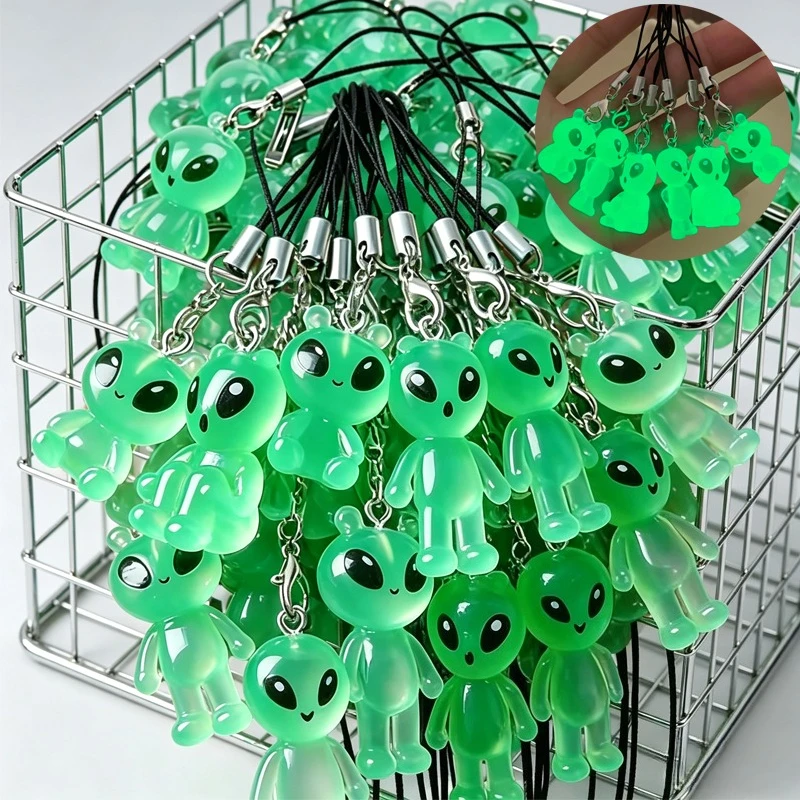 20pcs Alien Resin Charms Luminous Funny Cute Pendant Earring DIY Jewelry Necklace Phone Chains Keychain Decor Charm Glow Dark