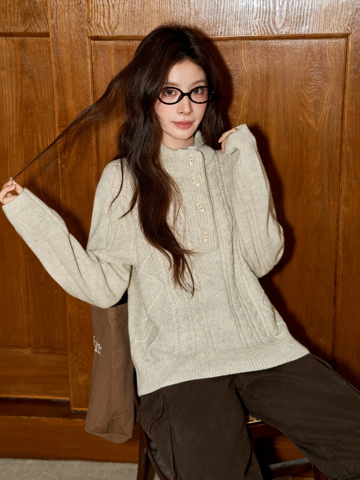 

Loose Long Sve Knitted Sweater Women's Crew Ne Pullover Autumn Winter Warm Thermal Casual Inner Wear T-irt by Xujing