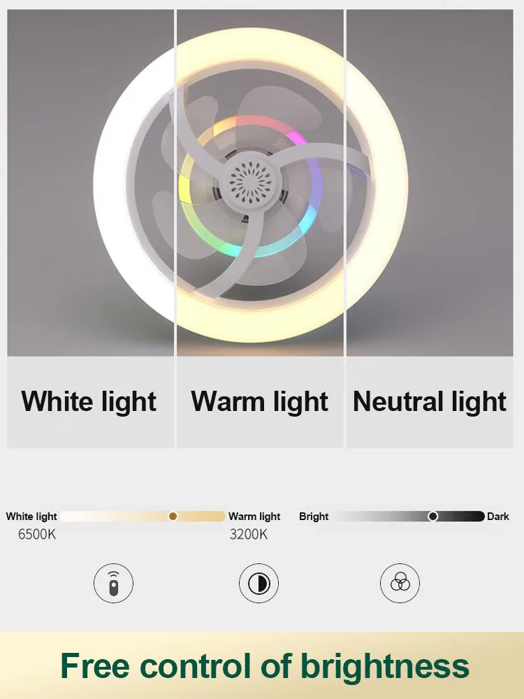 Imagem -06 - Ventilador de Teto com Rotação de 360 ° E27 Cabeça Ajustável de 360 ° Ventoinha com Controle Remoto Cor Rgb Lâmpada do Ventilador Regulável 50w