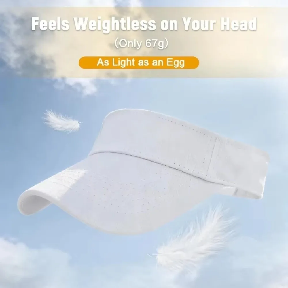 Cotton Outdoor Sports Hat Structured Brim Lightweight Sun Visor Hat Quick-Dry Solid Color Adjustable Visor