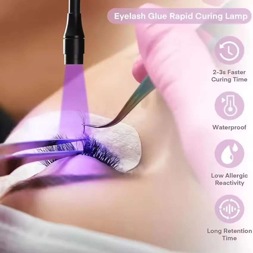 الأشعة فوق البنفسجية لاش ضوء الأشعة فوق البنفسجية رمش الغراء 5 واط LED رمش ملحقات مسمار التكنولوجيا الغراء مصباح مع دواسة القدم التحكم الغراء معالجة في 2-3 ثانية #5