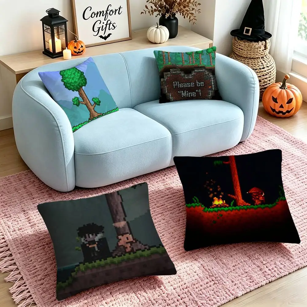 Game T-TerrariaS Square Double-Sided printed Pillow Case Bedroom Bedside Pillow Sofa Cushion Cover