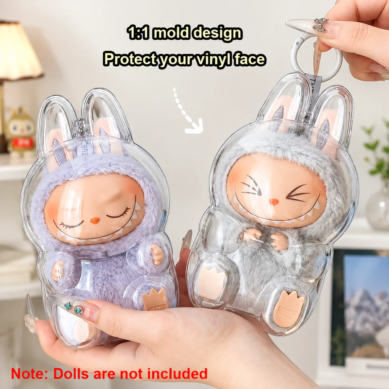 1pc Storage Box Protective Case for Labubu Plush Dolls Display Bag Labubu Sitting Standing No Doll Tabletop Decoration Present