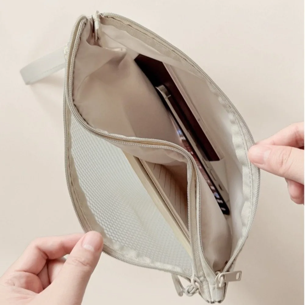 Lightweight Mesh Storage Bag Polyester With Zipper Toiletry Bag Solid Color Multifunctional Cosmetic Bag Multi-Purpose Use