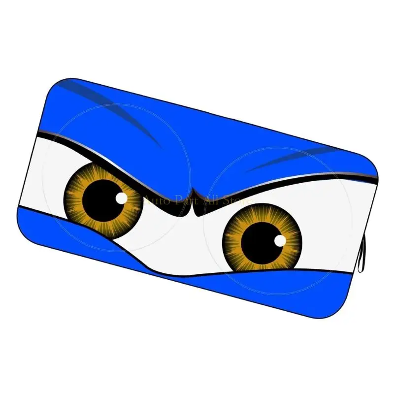 

J0MA Funny Blue & Red Eyes Car Windshield Sun Shade (1-Piece) Foldable UV Sunshield with Funny Face Design, Fit for