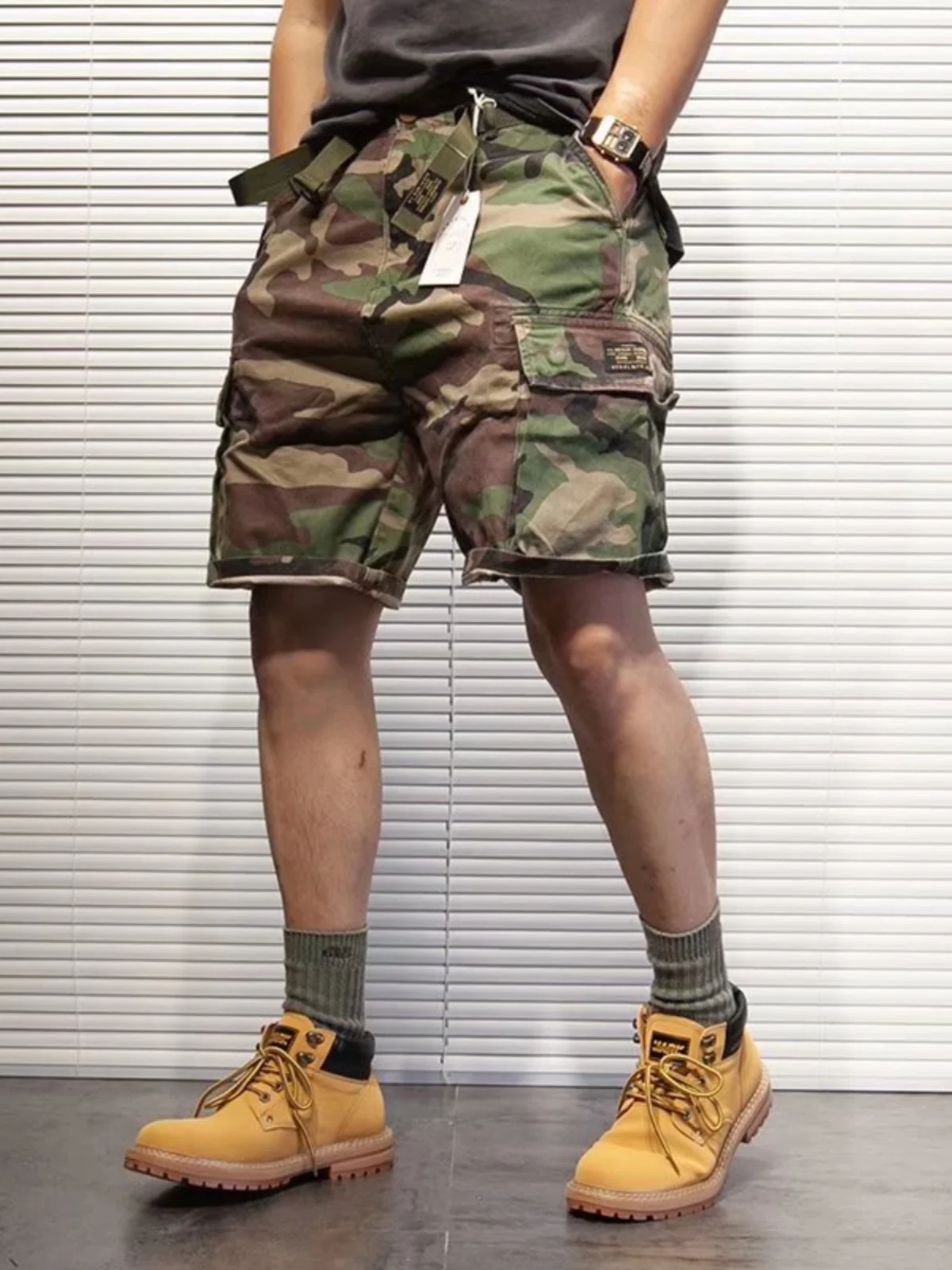 

Retro American Camouflage Workwear orts Men's Loose Waed Summer Multi-ket Youthful Sle Casual Pants Straight Leg