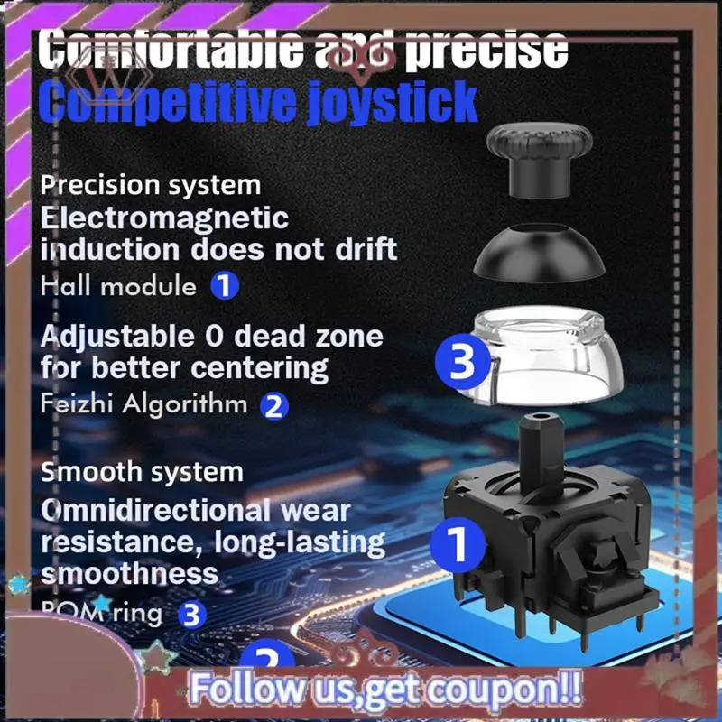 ABBG-Game Console وحدة تحكم ألعاب لاسلكية قابلة للبرمجة Gamepad Hall Joystick دعم للتبديل/البخار/IOS/Android سهلة الاستخدام