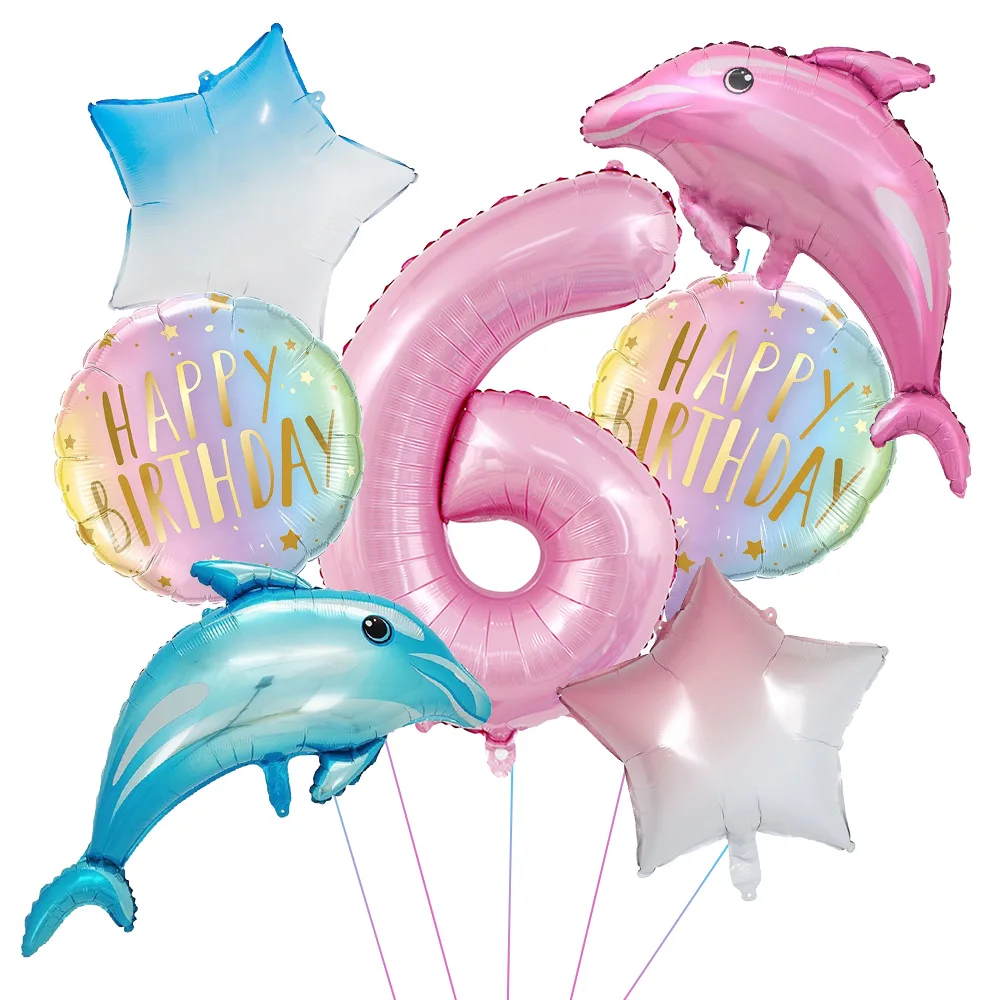 Ozean-Party-Deko Wal Delfin Geburtstag Zahlenballon Meerestiere Ballon Kindergeburtstag Party-Geschenk Ozean-Party-Geschenke