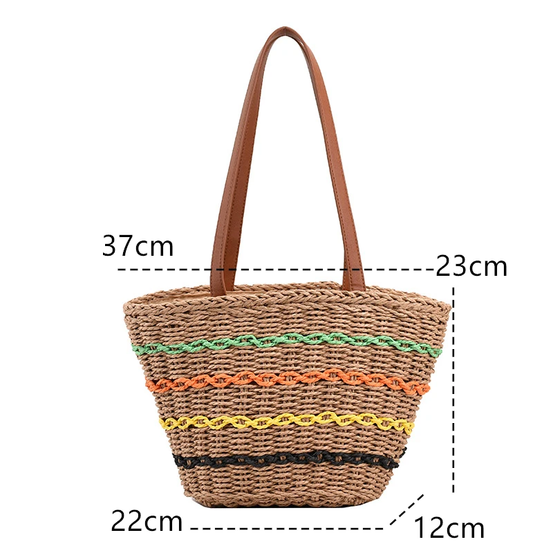 Trendy Straw Weave Bag for Women 2023 Summer Brand Designer Female Handbags Luxury Shoulder Bag Fashion Beach Basket Simple bag