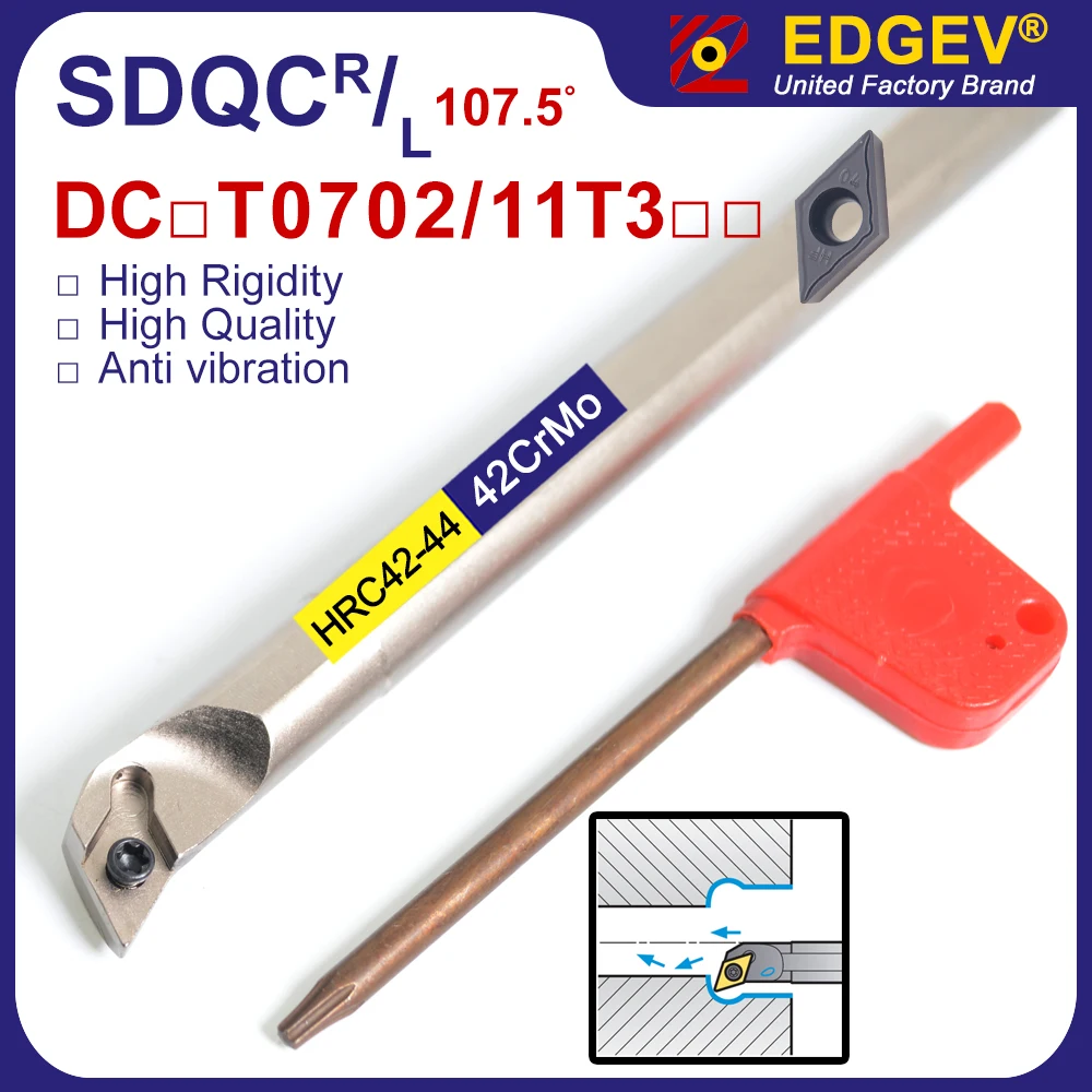 

107,5 градусов S08K S10K S12M S16N S16Q SDQCR07 SDQCL07 токарный станок с ЧПУ DCMT 070204 070208 DCMT070204 держатель внутренних токарных инструментов