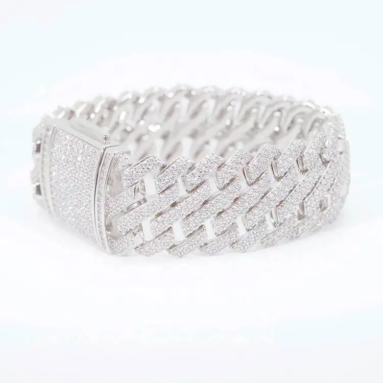 

Юй Инг Драгоценные камни Уникальный дизайн Ювелирные изделия Серебро 925 VVS Муассанит Часы Хип-хоп Браслет Iced Out Кубинский браслет с звеньями