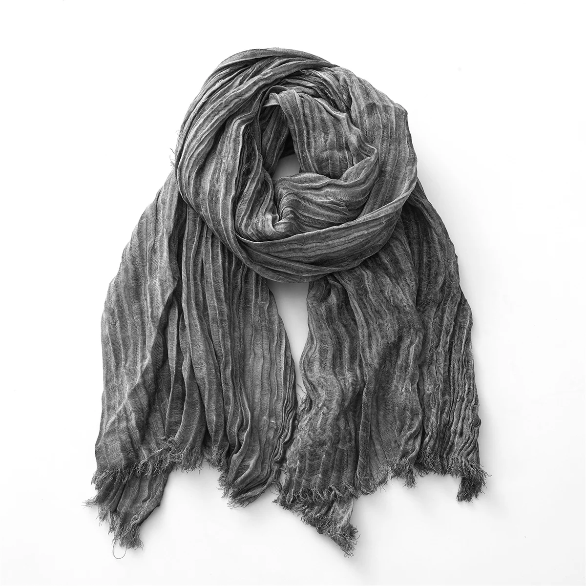 Mode Crinkle Baumwolle Leinen Schal für Männer Frauen Weiche Warme Pashmina Kurze Quaste Schals Männlichen Zubehör Bufandas Schals – Detail 11