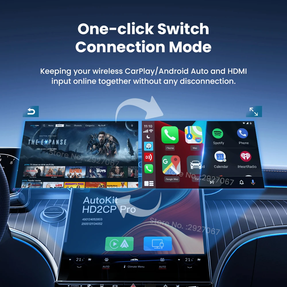 Carlinkit Car TV Mate Pro Wireless CarPlay Android Auto Adapter HDMI In Converter Support TV Sticks 2K Video for OEM CarPlay Car