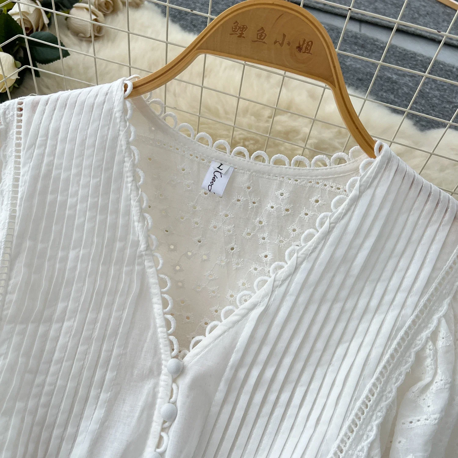 Chic V-neck Elegant Short Lantern Sleeve Slim Sashes High Street Embroidered Women Vintage Korean Fashion Vacation Summer Dress